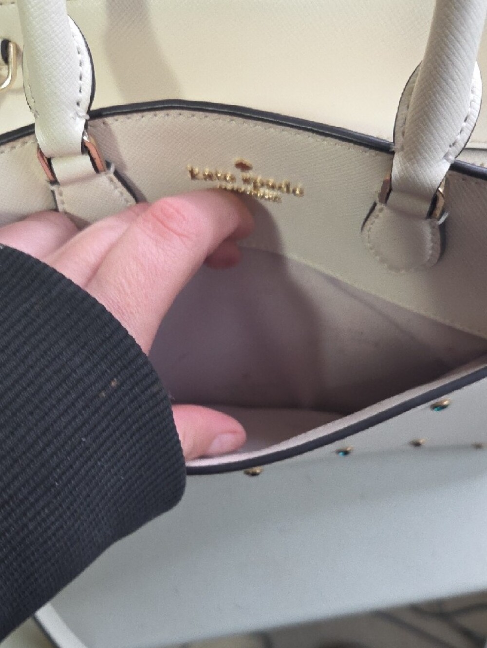 kate spade White Studded Leather Satchel with Matching Wallet - Picture 6 of 11